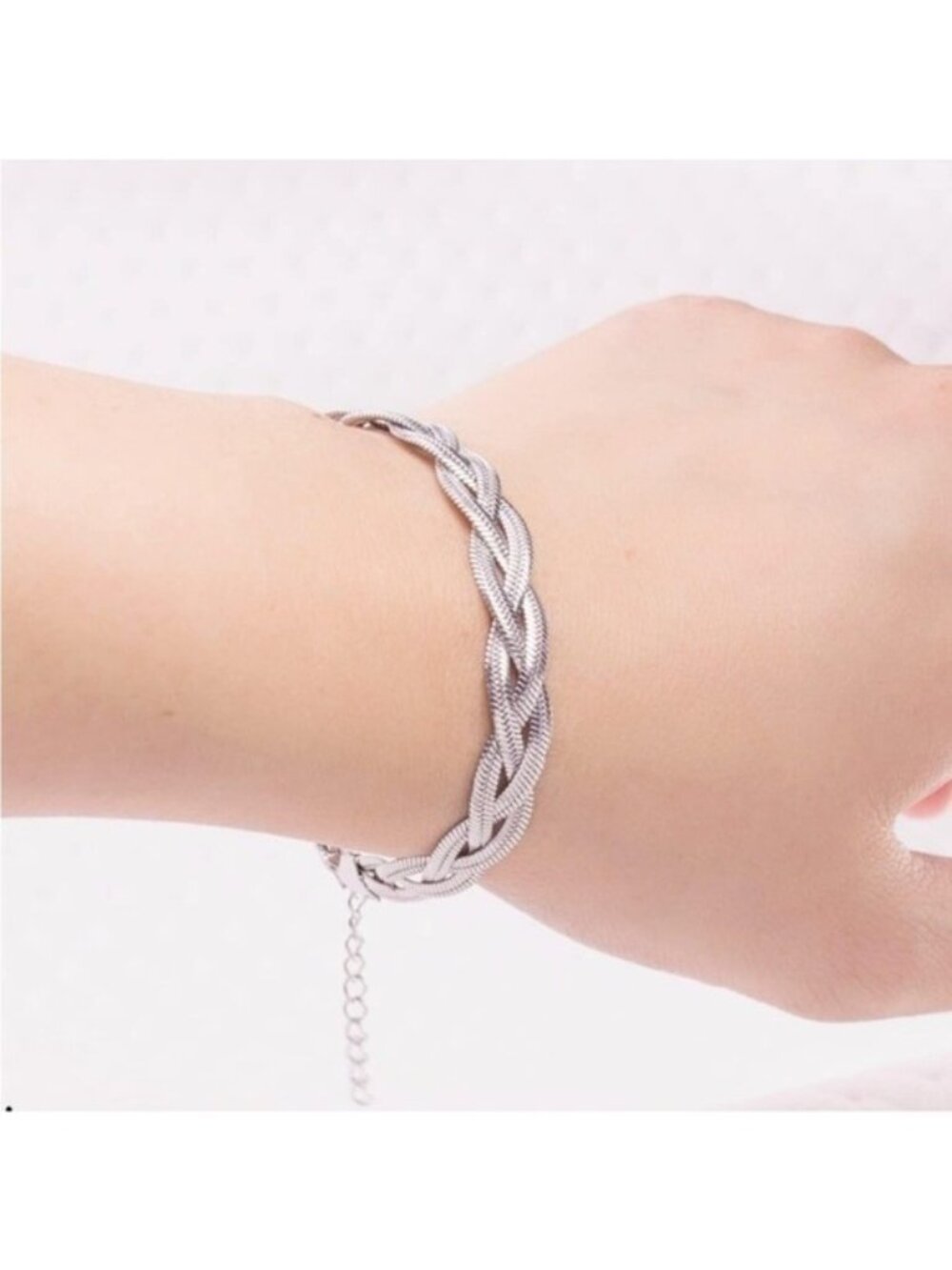 Silver Woven Infinity Chain Bracelet
